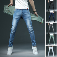 7 kolorów mężczyzn Stretch obcisłe dżinsy rurki moda Casual Slim Fit spodnie jeansowe męskie szare czarne Khaki białe spodnie marki 2